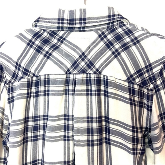 RAILS Plaid Shirt Super Soft Button Front Long Sleeve Navy White - Picture 2 of 8